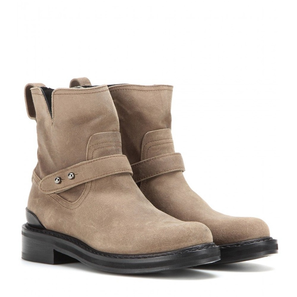 rag & bone Ashford Moto Boot StoneTaupe Waxy Leather Ankle Boots 37.5 or 7.5 US